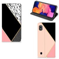 Samsung Galaxy A10 Stand Case Zwart Roze Vormen - thumbnail