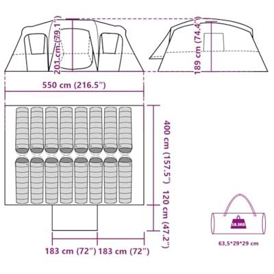 Tunneltent 16-persoons waterdicht groen