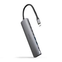 NANOCABLE 10.16.4608 8-in-1 USB-C Hub, USB-C 3.1 naar 2 x USB-A 3.0 + 3x USB-C 3.0 + USB-C PD + HDMI 4K @ 60Hz + Audio Jack 3.5, Aluminium, Grijs, 18 cm - thumbnail