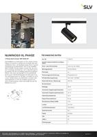 SLV NUMINOS XL 1005731 LED-railspot 3-fasig LED vast ingebouwd 36 W Zwart - thumbnail