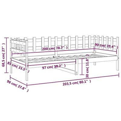 Slaapbank 90x200 cm massief grenenhout honingbruin