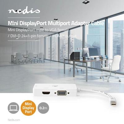 Nedis DisplayPort-Adapter | Mini-DisplayPort Male | Schakelbaar | 0.2 m | Wit | 1 stuks - CCGP37466WT02 CCGP37466WT02 Nedis DisplayPort-Adapter | Mini-DisplayPort Male | Schakelbaar | 0.2 m | Wit | 1 stuks - CCGP37466WT02 CCGP37466WT02