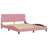 Bedframe met hoofdeinde fluweel roze 160x200 cm - thumbnail