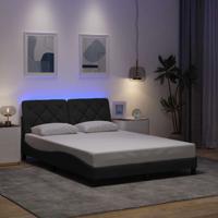 Bedframe met LED zonder matras 140x200 cm stof donkergrijs - thumbnail