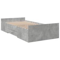 Bedframe met lades bewerkt hout betongrijs 75x190 cm - thumbnail