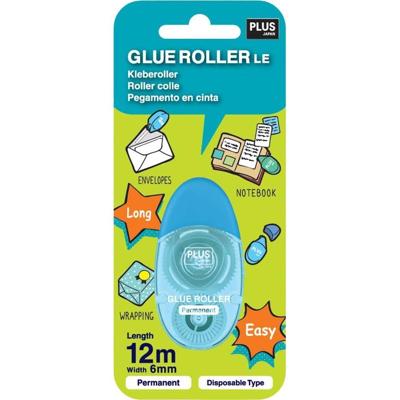 PLUS lijmroller, 6 mm x 12 m, blauw, blister van 1 stuk