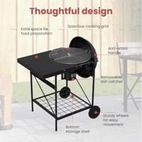 VidaXL Buiten grill met wiel zwart 91 x 71 x 107 cm metaal - thumbnail