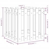 Plantenbak met hekontwerp 50x50x50 cm massief grenenhout wit - thumbnail