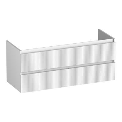 Brauer Joy Wavy - Onderkast - 120 cm - met 4 Softclose Lades Greeploos en 2 Sifon Uitsparingen - Mat Wit