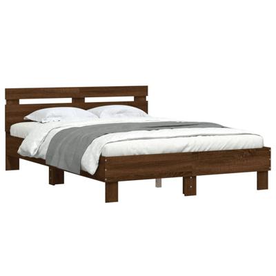Bedframe met hoofdeinde en LED bruin eikenkleur 120x190 cm