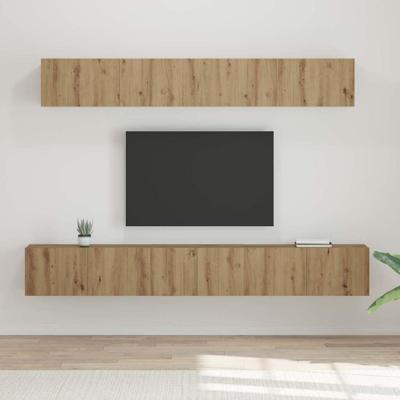TV-kast set Wandgemonteerd 5 pcs artisanaal eikenkleurig