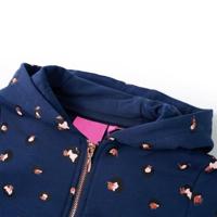 Kindervest met capuchon stippenprint 92 marineblauw - thumbnail