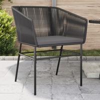 Tuinstoelen 2 st met kussens poly rattan zwart - thumbnail