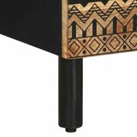 Nachtkastje 50x33x62 cm massief ruw mangohout zwart - thumbnail