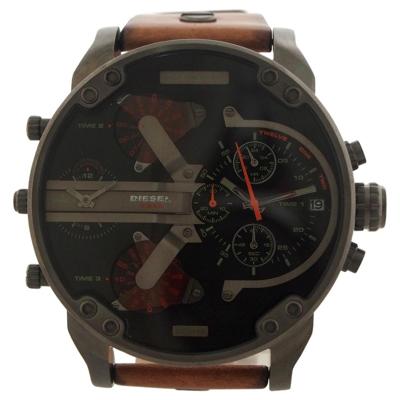 Diesel Heren Mr. Daddy DZ7332 bruin lederen quartz horloge