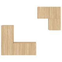 4-delige Tv-wandmeubelset bewerkt hout sonoma eikenkleurig - thumbnail