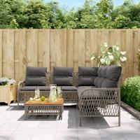 2-delige Loungeset met kussens poly rattan grijs - thumbnail