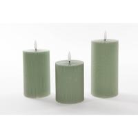B.O. 3Pcs 3D Wick Jade Green Ribbel Candle kaars 7,5X1012,515 cm Anna's Collection - Annas collection - thumbnail