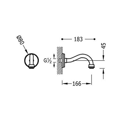 Kraanhals Tres Clasic Inbouw Uitloop 18,3 cm Chroom