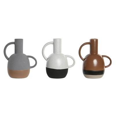 Vaas DKD Home Decor Wit Grijs Terra cotta Porselein 19,5 x 12 x 22,6 cm (3 Stuks)