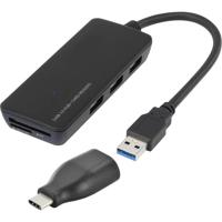 Renkforce USB 3.2 Gen 1-hub 3 poorten Met ingebouwde SD-kaartlezer Zwart - thumbnail