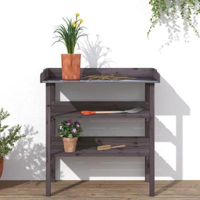 VidaXL Plantentafel met schappen 78x38x82,5 cm vurenhout grijs