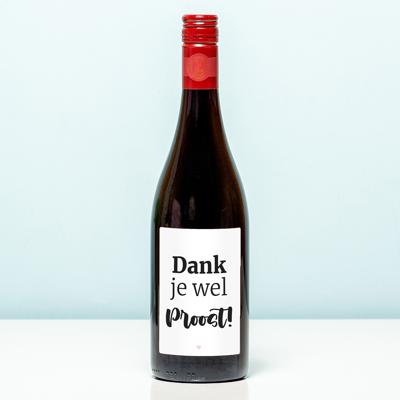 Wijnfles Dank Je Wel Proost - Rood (Merlot)