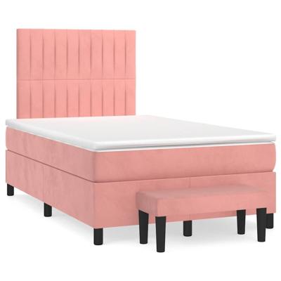 Boxspring met matras fluweel roze 120x190 cm