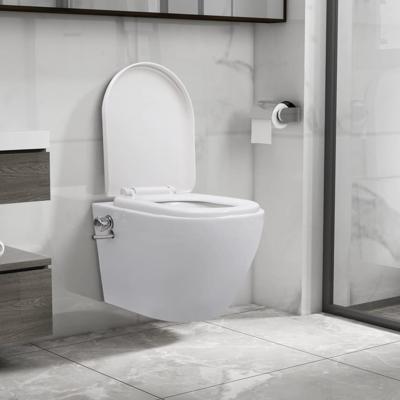 VidaXL Hangend toilet randloos met bidetfunctie keramiek wit VidaXL Hangend toilet randloos met bidetfunctie keramiek wit