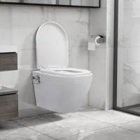 VidaXL Hangend toilet randloos met bidetfunctie keramiek wit - thumbnail