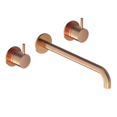 Wastafelmengkraan Hotbath Cobber Inbouw 2-hendel Gebogen 25 cm Geborsteld Koper Living Colours
