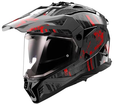 LS2 endurohelm "mx702 pioneer ii crazy". helmet mx702 pion.ii crazy l bl./red