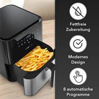 Clatronic FR 3782 H Airfryer 5.0 l 1450 W Convectiefunctie RVS, Zwart - thumbnail