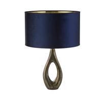 Searchlight Gouden tafellampBucklow met donkerblauwe kap - EU86531AZ - thumbnail