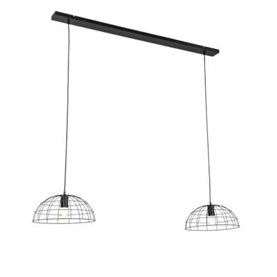 QAZQA Industriële hanglamp zwart 2-lichts - Hanze