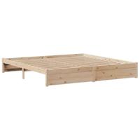 Bedframe met hoofdbord massief grenenhout 200x200 cm - thumbnail