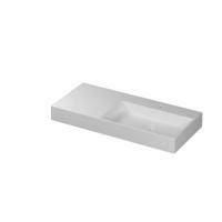 INK United Wastafel Porselein Rechts met 1 Kraangat incl. Porseleinen Click Plug en Verborgen Overloop Systeem - 1000x450x110 mm - Mat Wit - thumbnail