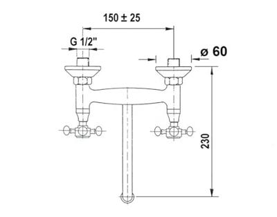 Inbouw Wastafelmengkraan Sapho Antea 2-knop Gebogen Uitloop 19 cm Chroom / Goud Sapho