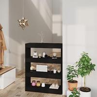 Boekenkast/kamerscherm 80x30x103 cm bewerkt hout zwart - thumbnail