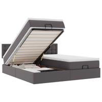 Ottoman bed met matrassen 200x200cm kunstleer grijs - thumbnail