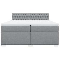 Boxspring met matras stof lichtgrijs 200x200 cm - thumbnail