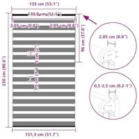 VidaXL Zebra rolgordijn 135x230 cm stofbreedte 130,9cm polyester bruin - thumbnail