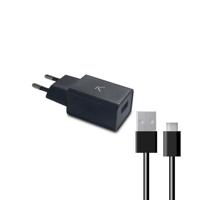 Wandlader + Micro-USB-Kabel KSIX USB 2A Zwart - thumbnail