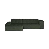 by fonQ Mumble Hoekbank met Chaise Longue Links - Chenille - Donkergroen - thumbnail