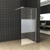 BWS Inloopdouche Pro Line Middenband 110x200 Mat Wit Profiel en Stabilisatiestang - thumbnail