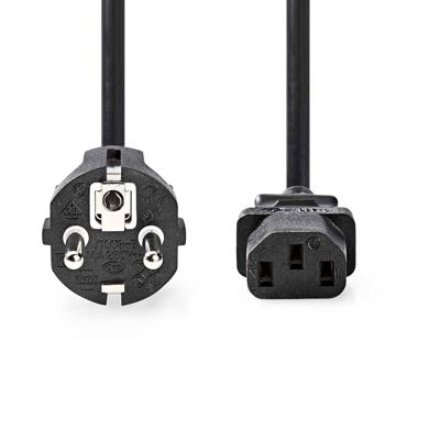 Nedis Stroomkabel | Type F (CEE 7/7) Male | IEC-320-C13 | Recht | Recht | Vernikkeld | 5.00 m | Rond | PVC | Zwart | Label - CEGL10030BK50