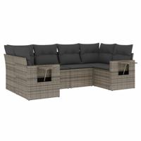6-delige Loungeset met kussens poly rattan grijs - thumbnail