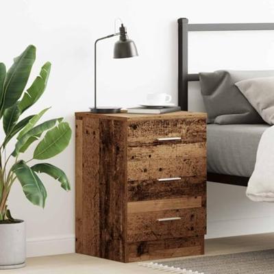 Nachtkastje 38x35x55 cm bewerkt hout oud houtkleurig Nachtkastje 38x35x55 cm bewerkt hout oud houtkleurig