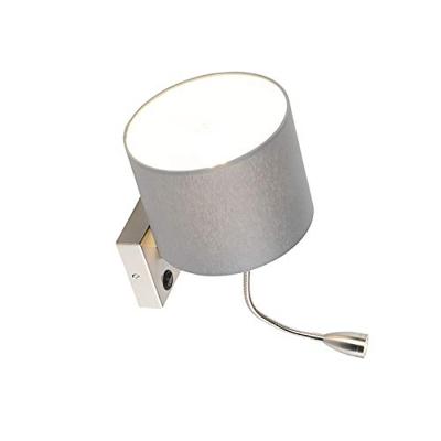 QAZQA Moderne wandlamp staal met grijze kap - Brescia