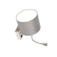 QAZQA Moderne wandlamp staal met grijze kap - Brescia - thumbnail